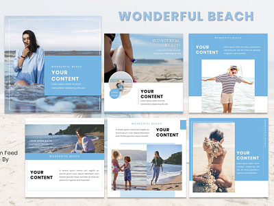 Instagram Feed Template - Wonderfull Beach branding design graphicdesign instagram instagram post instagram template social media template template design