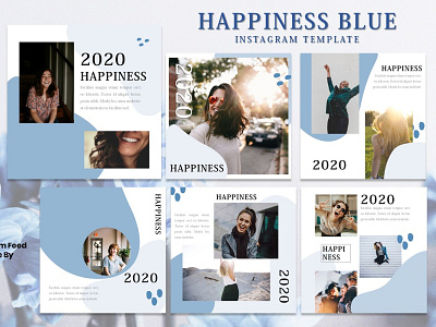 Instagram Feed Template - Happiness Blue branding design graphicdesign instagram instagram post instagram story instagram template presentation template