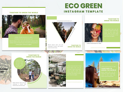 Instagram Feed Template - Eco Green branding design graphicdesign green instagram instagram post instagram story instagram template models tamplate