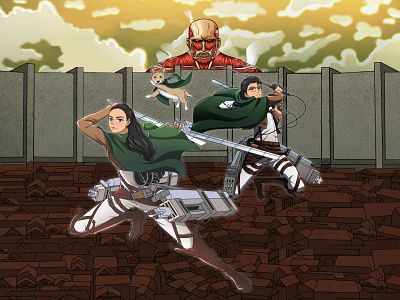 Anime Style: Attack of Titan 2d illustration animation anime design icon illustration