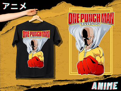 T-Shirt Anime Design: One Punch Man 2d illustration animation anime design icon illustration logo mockup tshirt vector