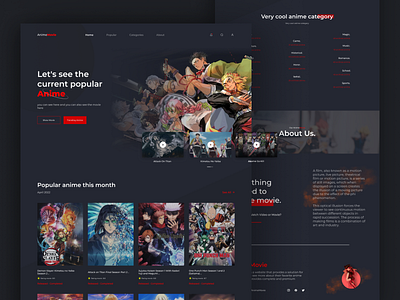 AnimeMovie Landing Page anime design film illustration landing page mobile app design movie ui design uidesign