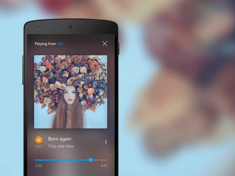 Extended player controls android app art detail ios music next player swipe