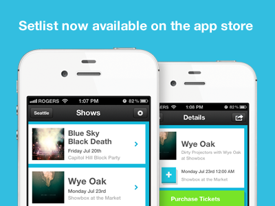 Setlist now available app concerts ios iphone iphone app rdio setlist