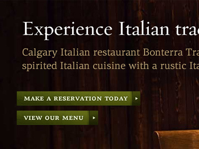 Bonterra button restaurant texture typography website