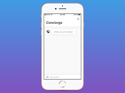 Chat based concierge animation app button clean gif ios iphone iphone app principle transition