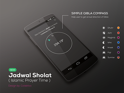 Qibla Compass for Islamic Prayer Time (Concept) android islam mobile app moslem prayer time ramadhan