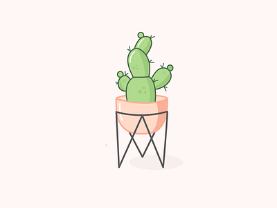 Prickly Friend cactus clean digital illustration fresh illustration pink