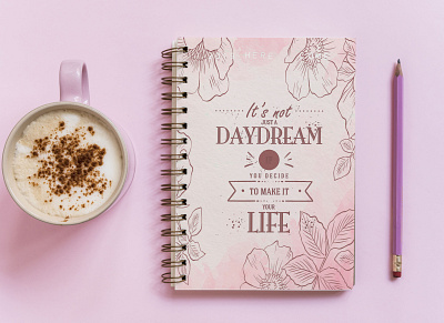 Notebook Design adobe photoshop branding design graphic design illustration illustrator mockup mockup design mockup template notebook notebook design notebook mockup notebooks pink note typography