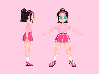 Profile and full face / Dribbble Girl ball basketball cartoon character character design design emoji emotion face flat funny girl illustration photoshop pink profile