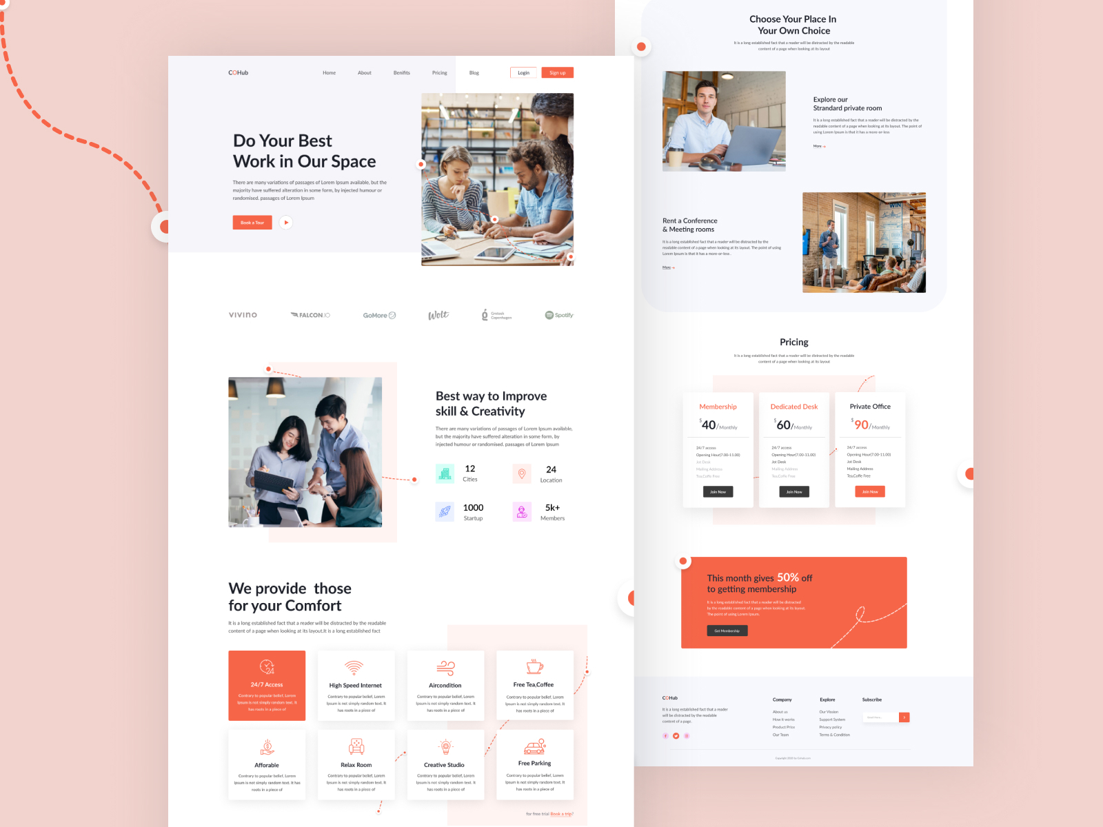 Co-Hub- Coworking Landing Page by Tania Afrin on Dribbble