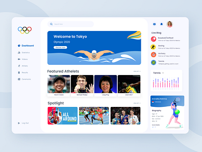 Olympic Dashboard UI Exploration 2021 trend dashboad illustration minimal design olympic sports sports dashboard typography ui ux webapp