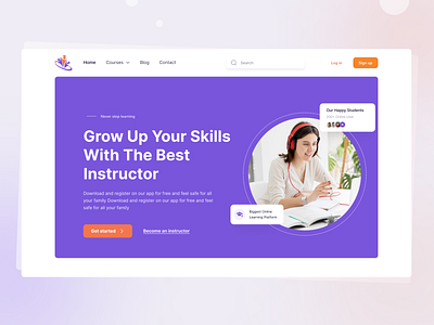 Online Learning UI Exploration 2021 trend clean courses design education header interface learning minimal online online education online learning school study trendy typography ui ux web