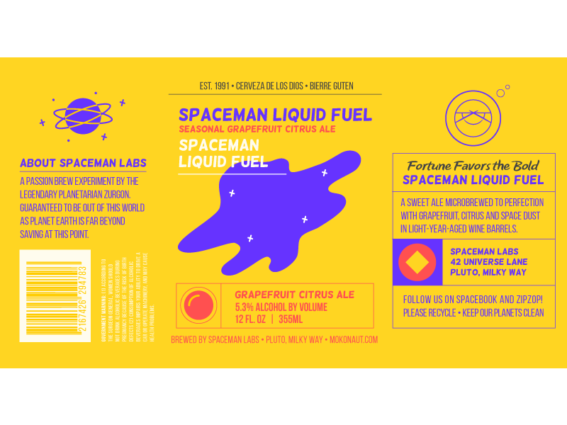 Spaceman Liquid Fuel beer packaging planet space