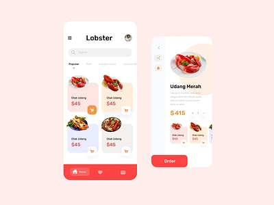 Lobster Food App app design icon restaurant ui ux