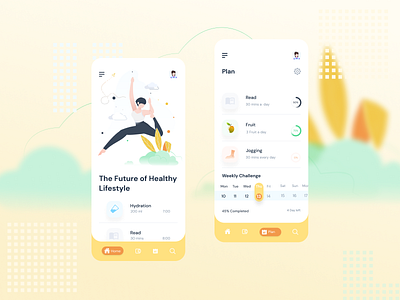 The Future of Healthy Lifestyle app clean design fruit icon illustration lifestyle mobile sport ui ux web women in illustration