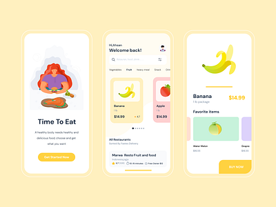 Time To Eat app clean delivery app design fruit fruit illustration illustration ilustrator mobile ui ux