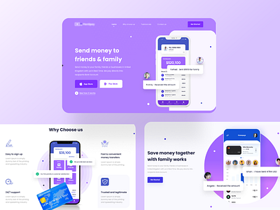 Money Transfer Landing Page apps apps landing page design design trend dribbble financial landing page landing page landing page design mobile money management money transfer money transfer landing page ui uiux web design website website design