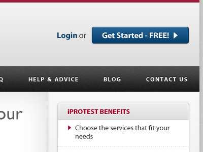 iProtest black blue gray texture web design button nav