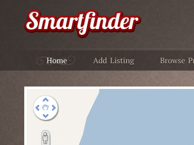 Smartfinder Home damask dark nav web deisgn