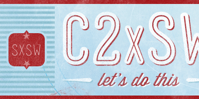 C2xSW C1 Announcement blue red sxsw typography