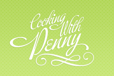 Cooking With Penny green logo logotype texture typography white