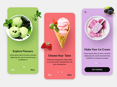 Ice cream app app app design colors design minimal typography ui ui design ux vector