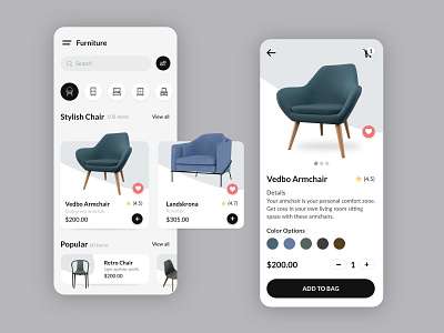 Furniture App Design app app design colors design minimal typography ui ui design ux website design