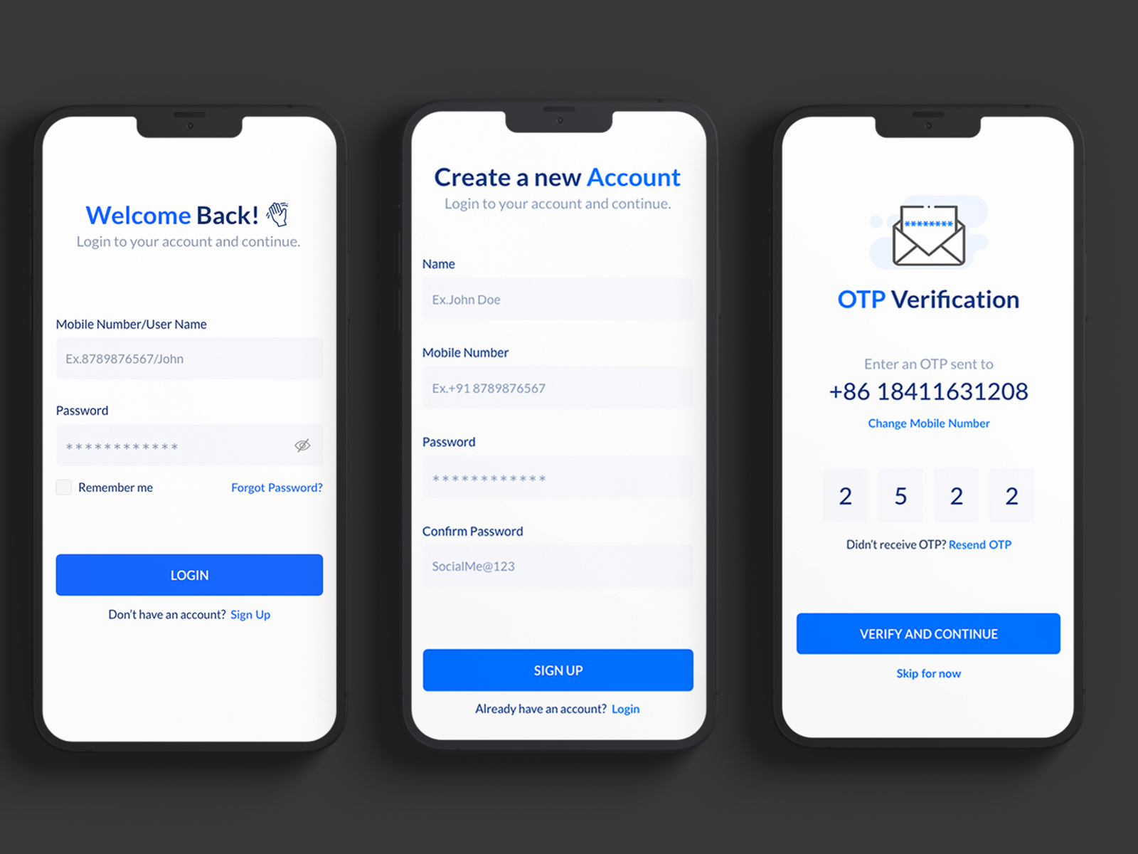 Mobile App- Login, Signup and OTP Verification by Vishakha on Dribbble