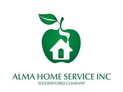Alma Home Service Woodworks Logo apple business businesscard design develop graphics green house instagram leaf logo logotype new york ny woodworking
