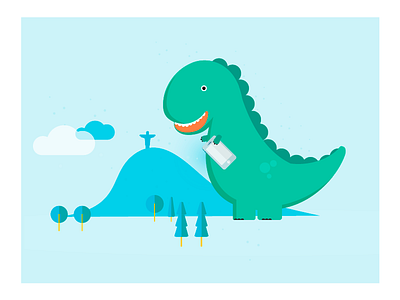 Dino goes to Rio character dinosaur flat illustration t rex