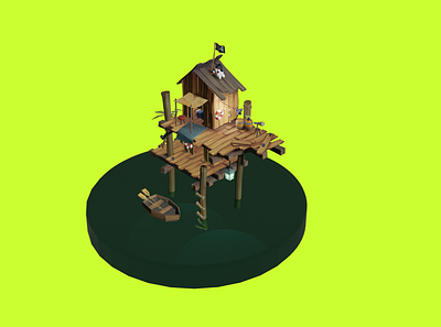 CHICKEN SWAMP SHACK 3d 3d art blender chicken hen low poly lowpoly stylized substance painter