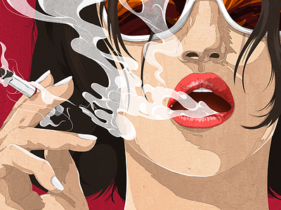 illustration 20141020 girl graphic illustration red sketch smoke style