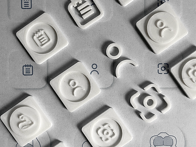 Design Process- 3D Printing Neumorphic Iconography app design ui