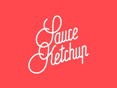 Sauce Ketchup burger food hand lettering handwriting ketchup lettering logo outline red typography yummy