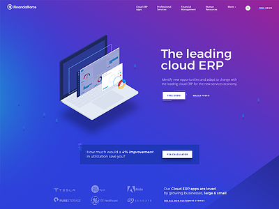 Financial Force colorful corporate erp financial gradient illustration isometric marketing minimal uiux webdesign website