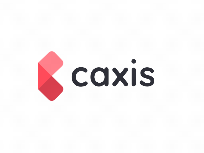 Caxis logo animated logo animation geometric gif logo minimal motion design origami red rounded triangle typography