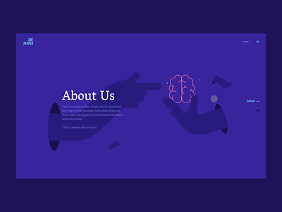 Zoe Pepper | About Us abous us animation blue colorful corporate flower hand hands illustration menu minimal motion purple uiux webdesign