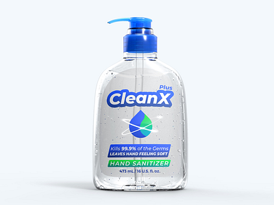 Bottle design for CleanX hand sanitizer bottle brand packaging sanitizer