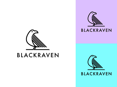 Raven Logo abstract animal art background bird black crow dark design drawing element emblem feather fly gothic graphic icon logo minimal logo