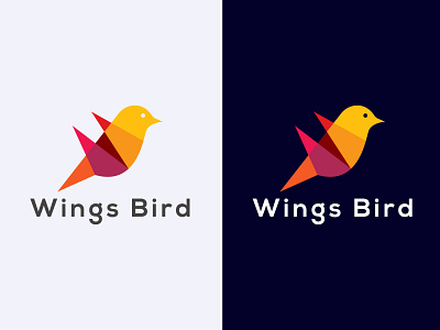 Wings Bird Logo animal bird brand branding colorful logo ecological family flower flowers fly flying bird food freedom logo love minimal logo natural nature wings