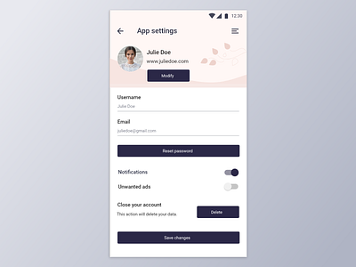 Daily UI #7 Settings adobe xd