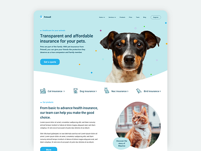Pet insurance adobe xd homepage