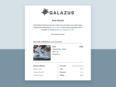 Daily UI #17 Email receipt