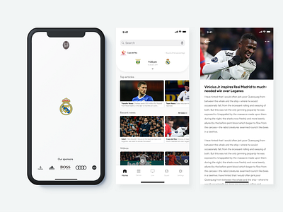 Real Madrid: Sports App Concept 2 football ios mobile real madrid soccer sport app sports
