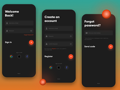 Sign In & Sign Up account creation account verification app branding design ecommerce forget password log out login login with apple login with facebook login with google login with social logo register register mobile app remember password sign in sign up sign up mobile app design