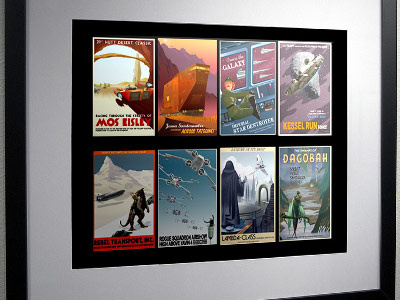 Framed Mockup - Vintage Star Wars Travel Posters artwork framed matte poster retro starwars vintage