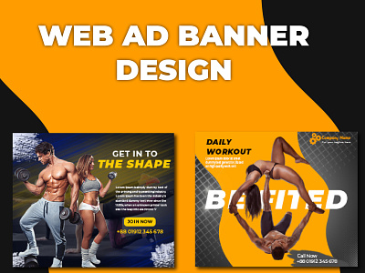 Web Banner Ads Design Gym Banner & Social Media Banner Design