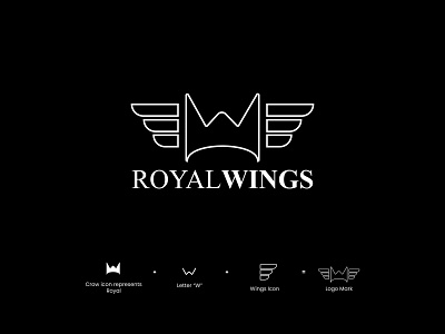 Royal Wings minimal logo design