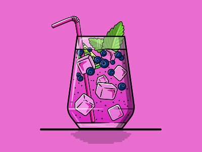 Blueberry Gin & Tonic adobe illustrator art direction blueberry branding cocktail design drink flat design flat illustration freelance designer gin graphic design icon illustration logo vector vector illustration